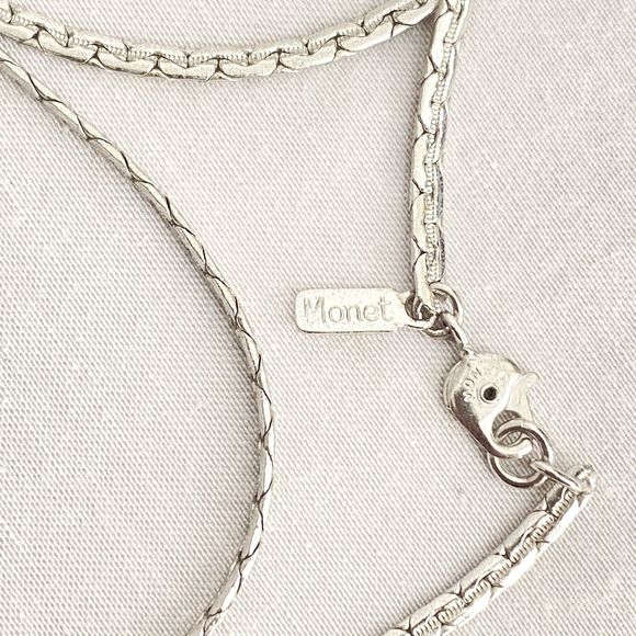 Monet Opera Necklace Silver Tone Flat Cobra Variation Links - Picture 5 of 8